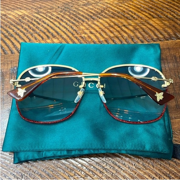 GUCCI GG0228S Oversized Glitter Sunglasses - Picture 5 of 14